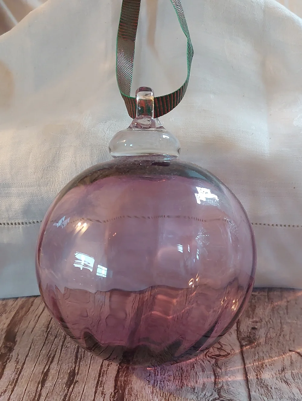 Hand-Blown Glass Holiday Ornament/ Friendship Ball- Purple